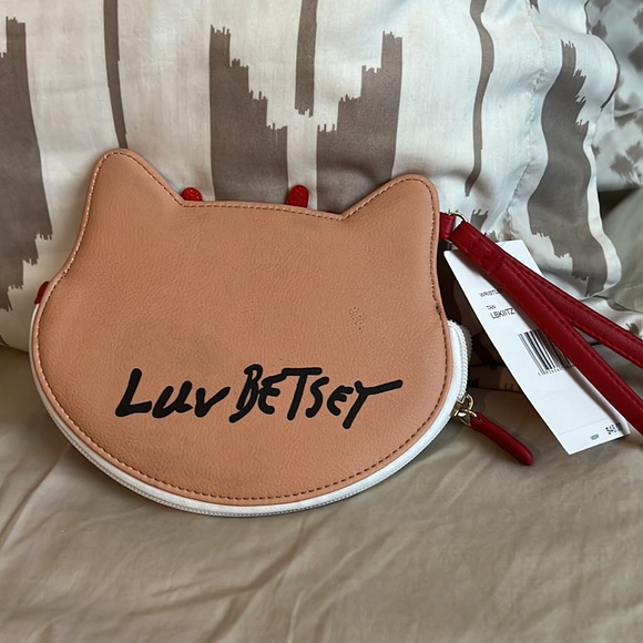 LUV BETSEY by Betsey Johnson Luv Betsey LBKIITZ Kitsch Zip Wristlet, Tan - Picture 5 of 8